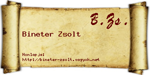 Bineter Zsolt névjegykártya